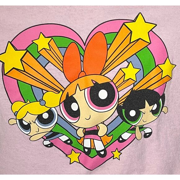 The Powerpuff Girls Pink Cropped T-Shirt Size M Cartoon Network 90s Y2K Style - Picture 5 of 8